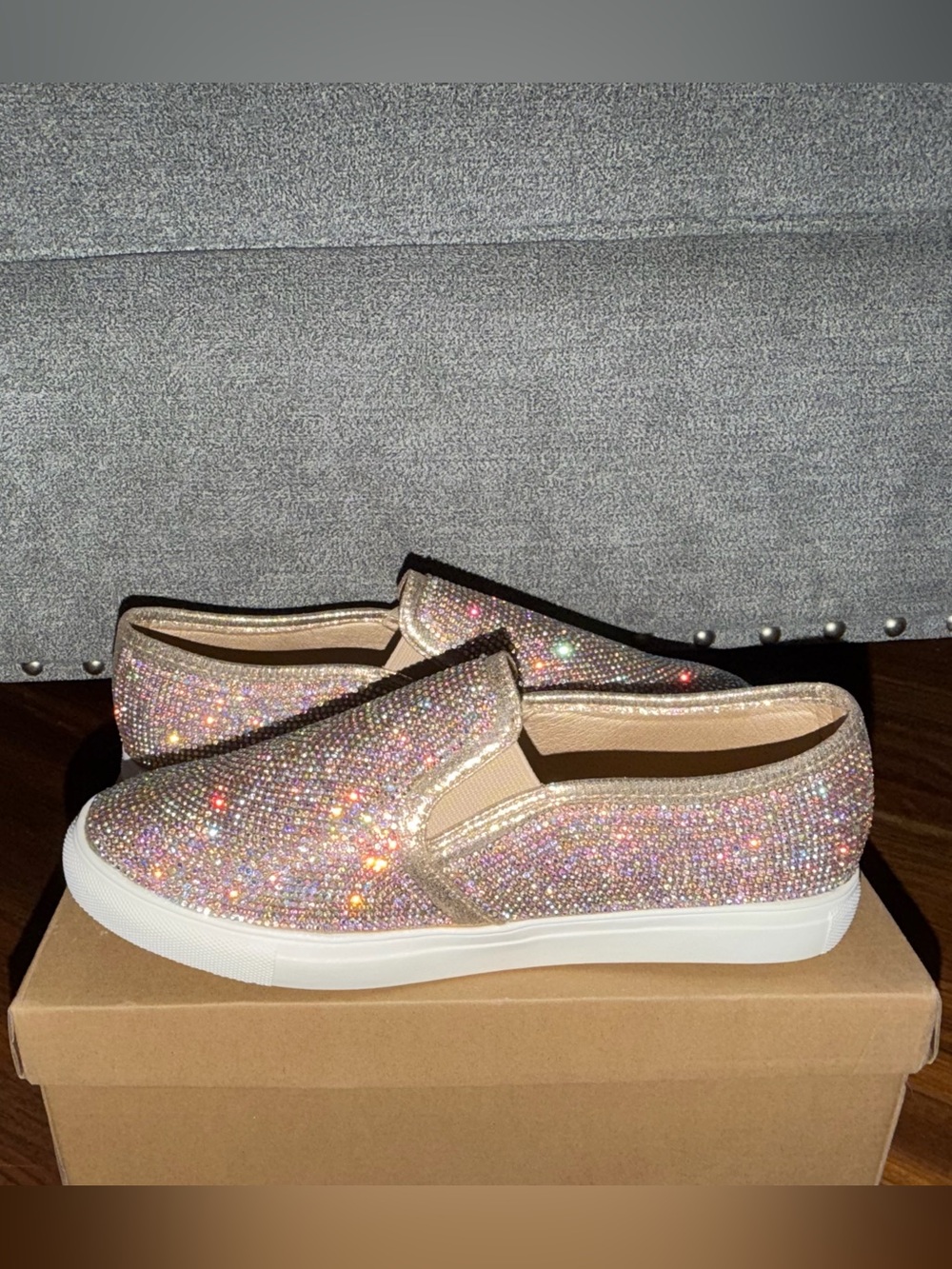 Women's Sparkle Slip-On Sneakers in Rose Gold